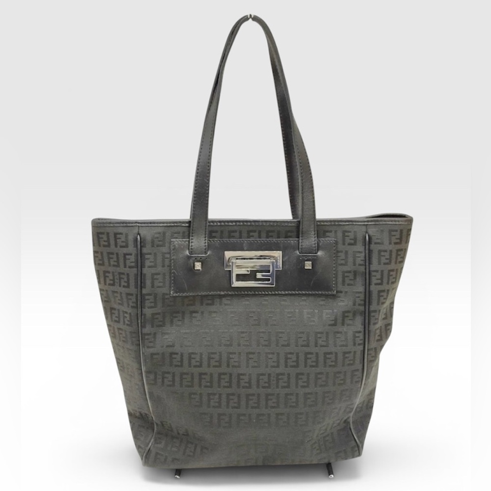 Fendi Zucchino FF Monogram Tote Bag In Black